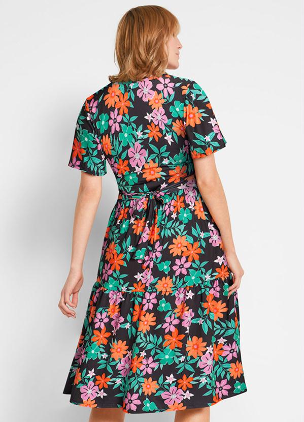 Outlet - Vestido Decote V Floral Dark 3