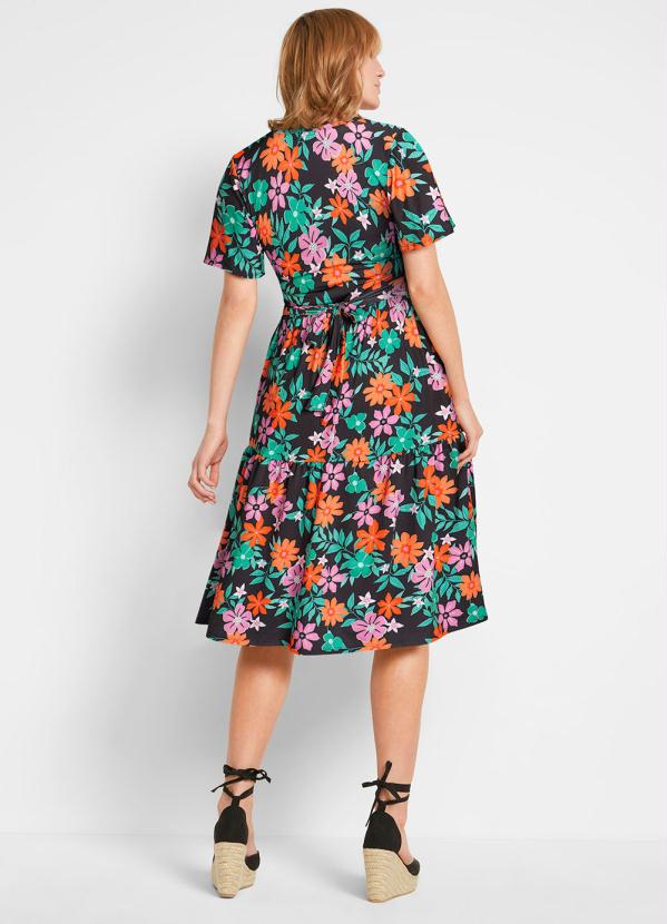 Outlet - Vestido Decote V Floral Dark 4