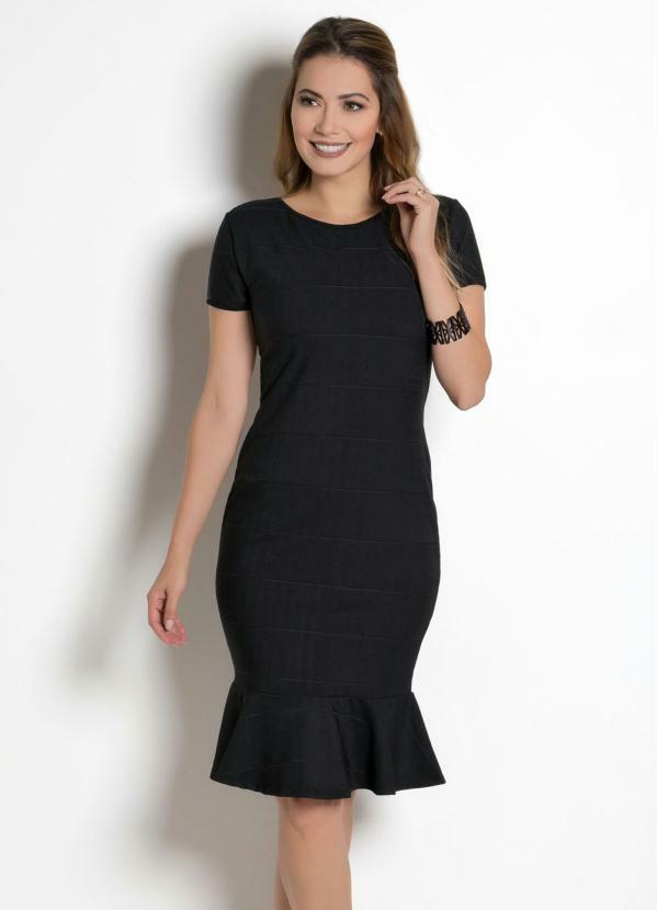 Rosalie - Vestido em Bandagem Preto Moda Evangélica