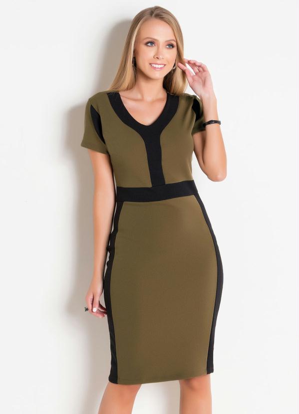Rosalie Vestido em Malha Crepe Verde Moda Evangélica
