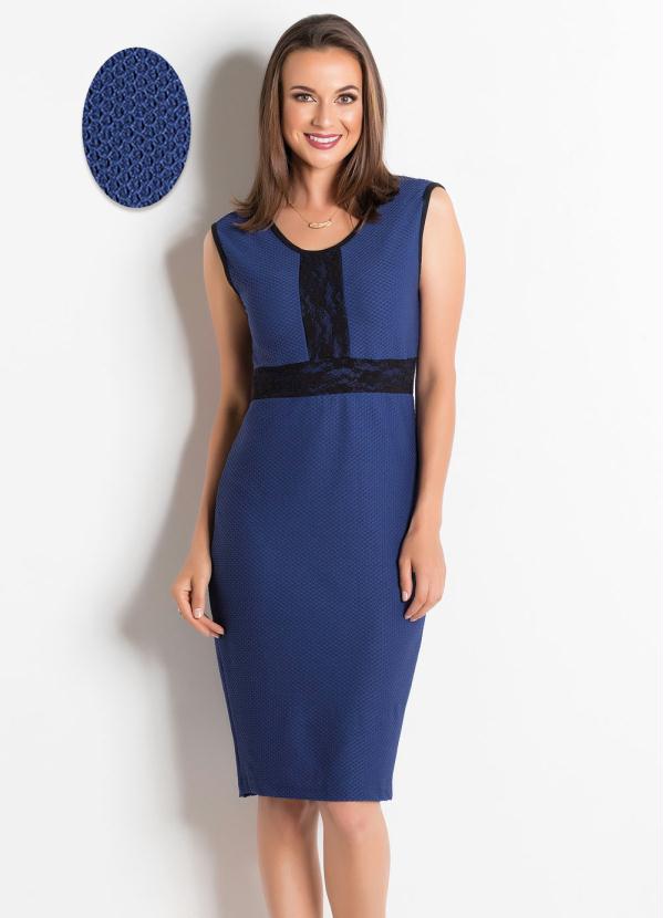 Outlet - Vestido em Malha Piquet Marinho Moda Evangélica