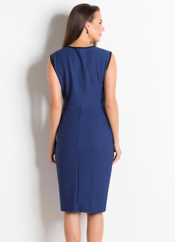 Outlet - Vestido em Malha Piquet Marinho Moda Evangélica 2