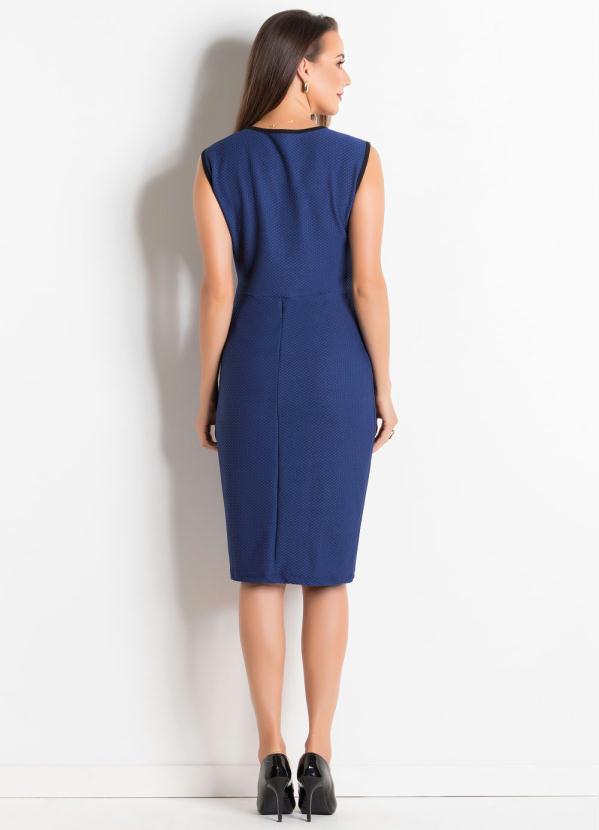 Outlet - Vestido em Malha Piquet Marinho Moda Evangélica 5