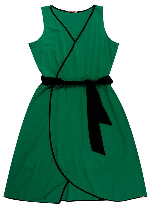 Gris - Vestido em Tecido com Decote V Verde 3