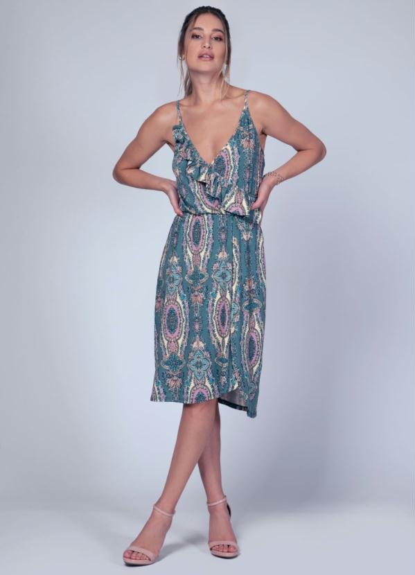 Quintess - Vestido Étnico com Babados e Barra Assimétrica 3