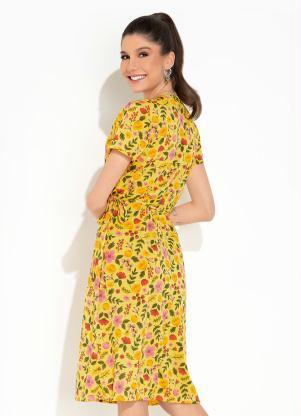 Rosalie - VestidoFloral Amarelo Transpasse - ROSALIE