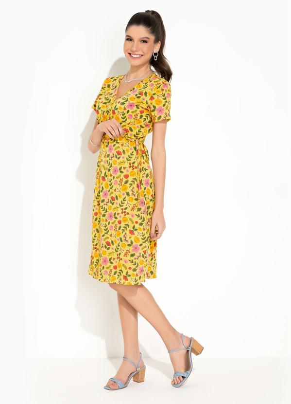 Rosalie - VestidoFloral Amarelo Transpasse 4