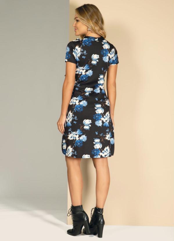 Quintess - Vestido Floral Azul com Amarração no Decote 4