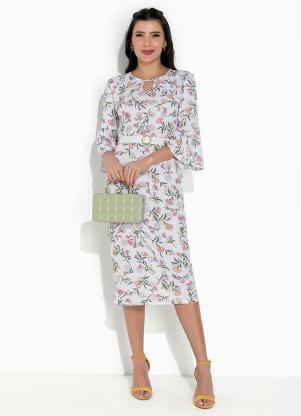 Rosalie - Vestido Floral Branco com Gota - ROSALIE