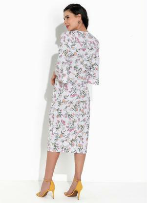Rosalie - Vestido Floral Branco com Gota - ROSALIE