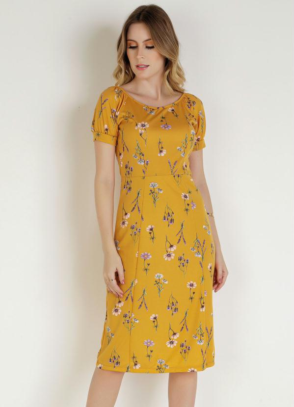 Outlet - Vestido Floral com Recortes Moda Evangélica 3