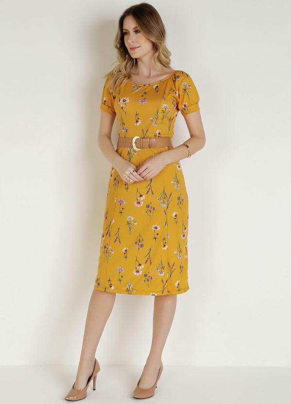 Outlet - Vestido Floral com Recortes Moda Evangélica 4