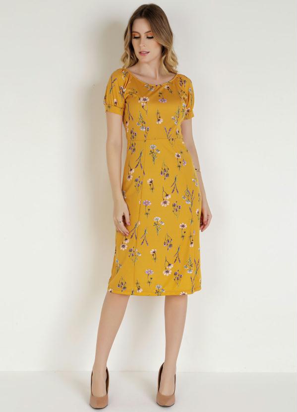 Outlet - Vestido Floral com Recortes Moda Evangélica 5