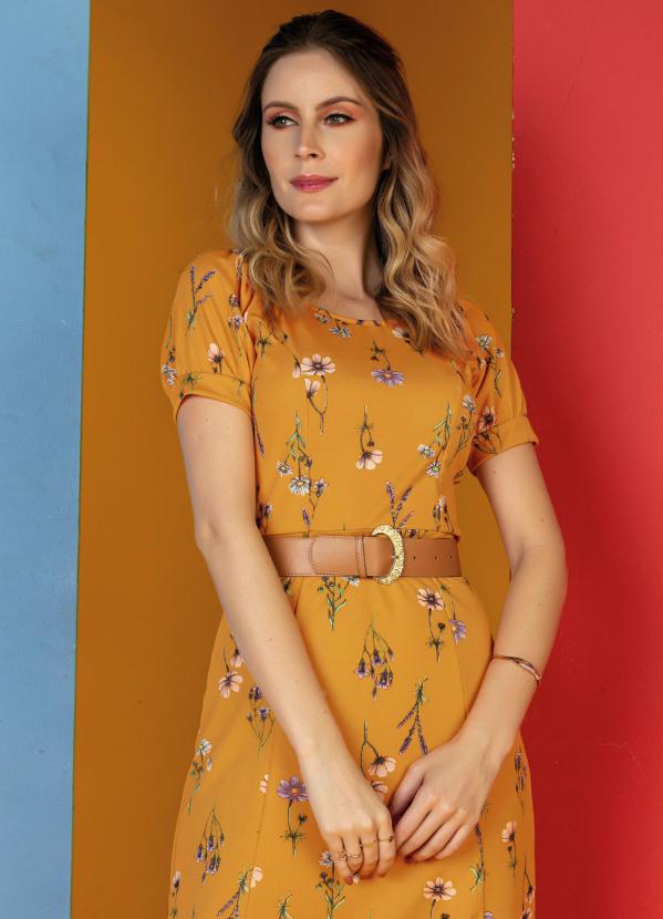 Outlet - Vestido Floral com Recortes Moda Evangélica 8