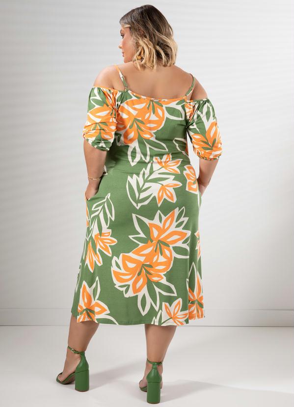 Quintess - Vestido Floral Verde com Fendas 6