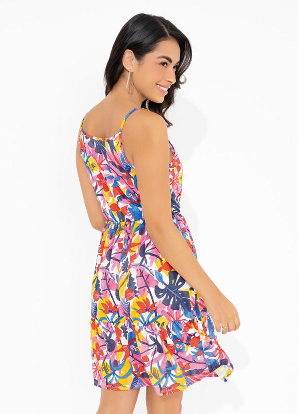 Outlet - Vestido Folhagem Colorido com Babado 2