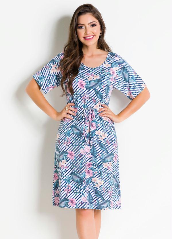 Rosalie - Vestido Folhagem com Franzido na Cintura