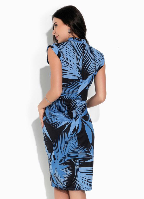 Rosalie - Vestido Folhas Azul Midi 2