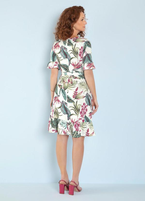 Rosalie - Vestido Folhas Verde com Faixa Moda Evangélica 2