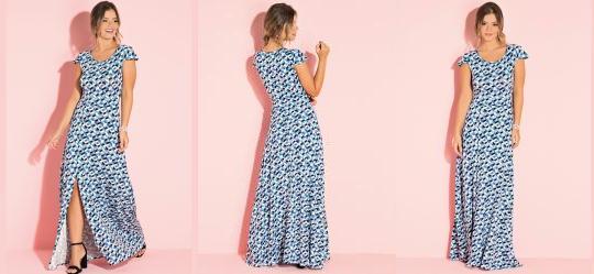 Vestido Geom�trico com Fenda