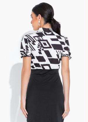 bonprix - Vestido Gola Alta Tubinho P&B - BONPRIX