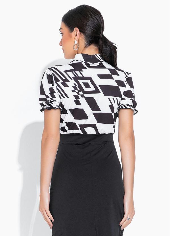 bonprix - Vestido Gola Alta Tubinho P&B 2