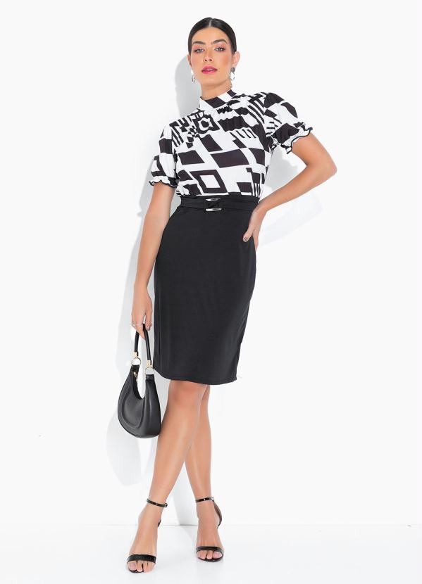 bonprix - Vestido Gola Alta Tubinho P&B 4