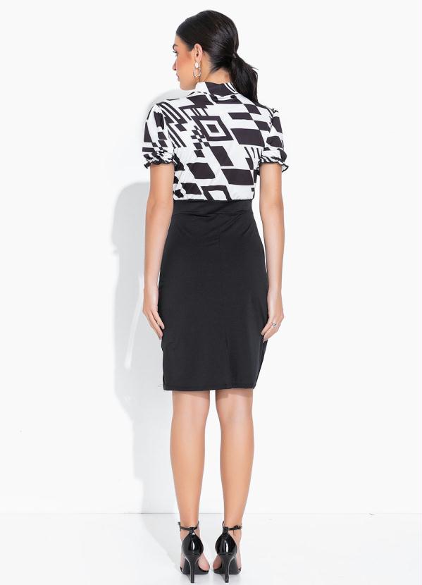 bonprix - Vestido Gola Alta Tubinho P&B