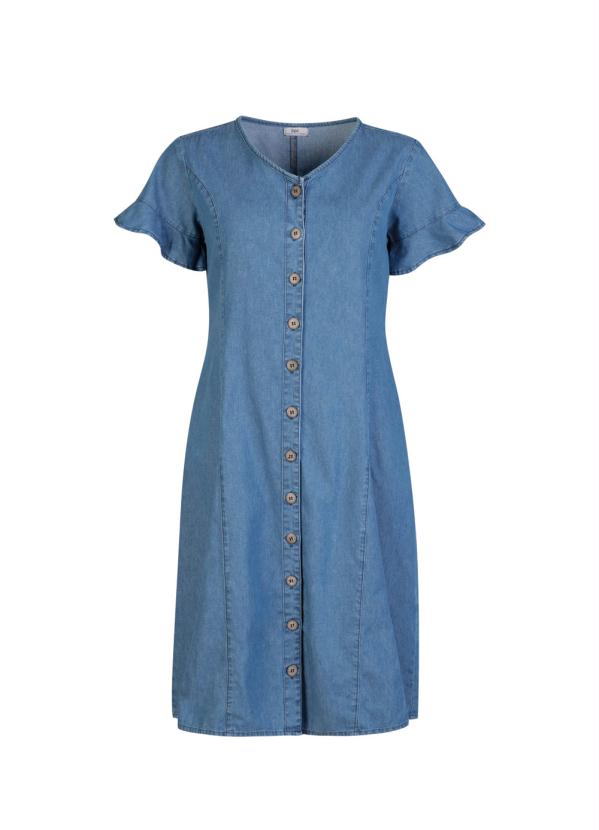 bonprix - Vestido Jeans com Abotoamento Azul Claro 1