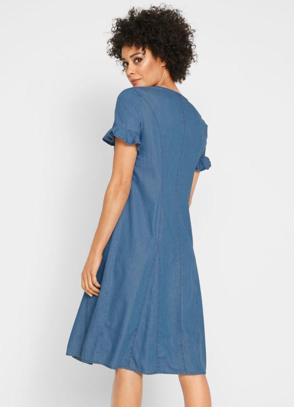 bonprix - Vestido Jeans com Abotoamento Azul Claro 10