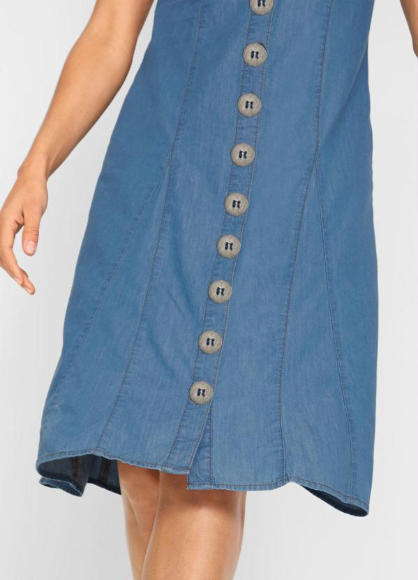 bonprix - Vestido Jeans com Abotoamento Azul Claro 9