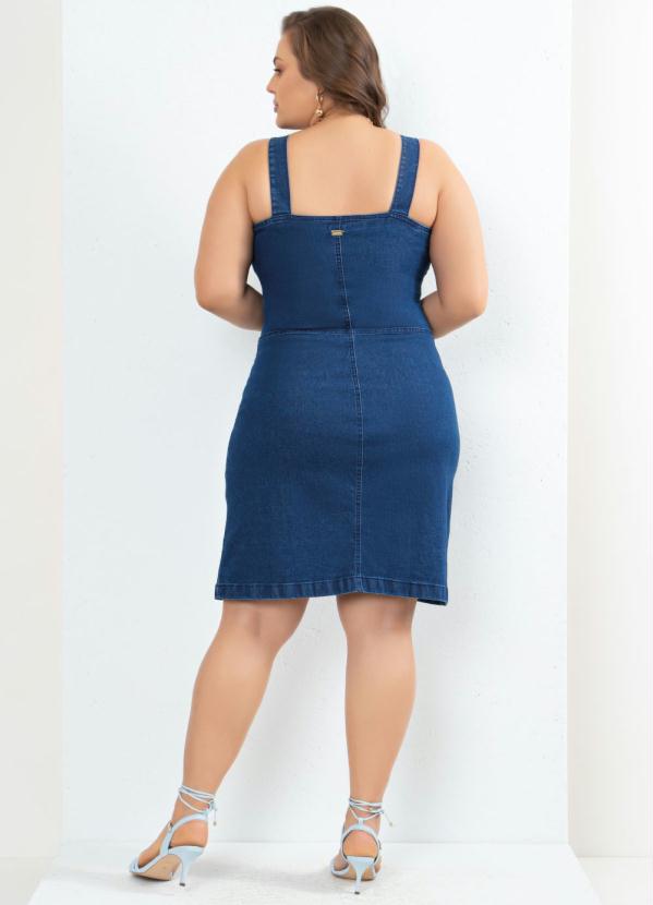 Quintess - Vestido Jeans com Botões  Jeans Escuro 13