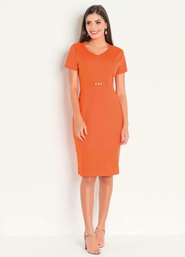 Outlet - Vestido Laranja com Fivela Moda Evangélica 3