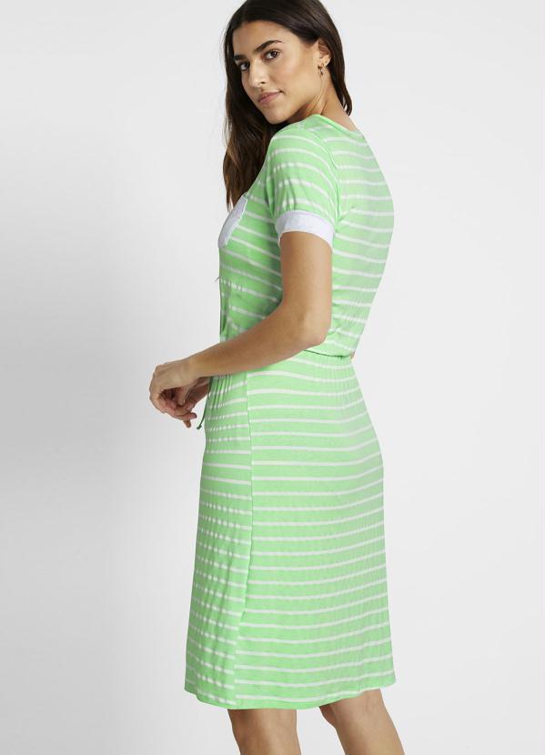 bonprix - Vestido Listrado com Bolso Frontal Verde Candy 2