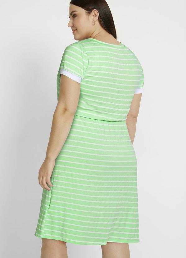 bonprix - Vestido Listrado com Bolso Frontal Verde Candy 6