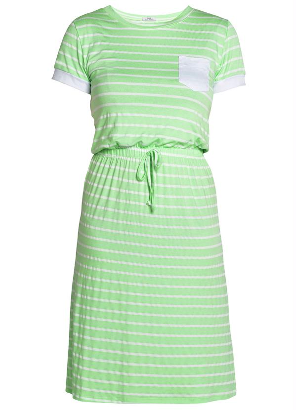 bonprix - Vestido Listrado com Bolso Frontal Verde Candy 8