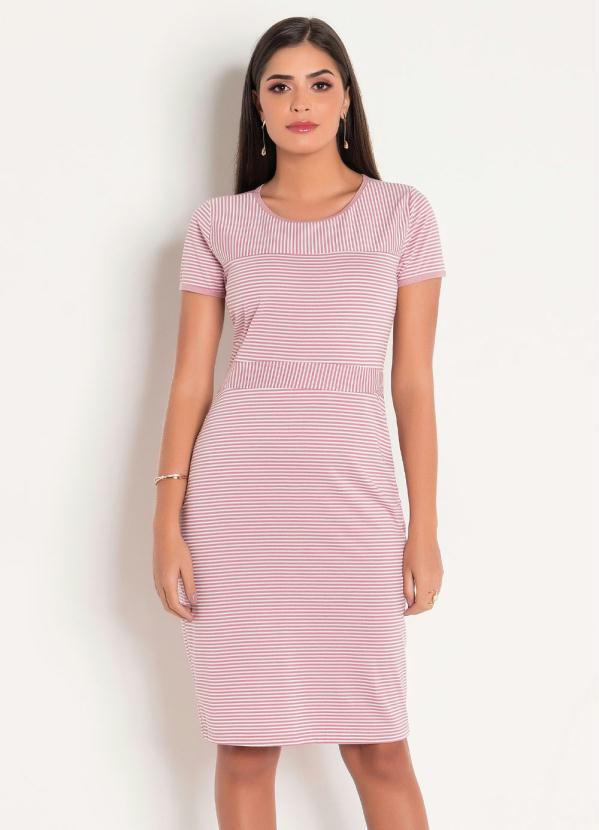 vestido listrado rosa