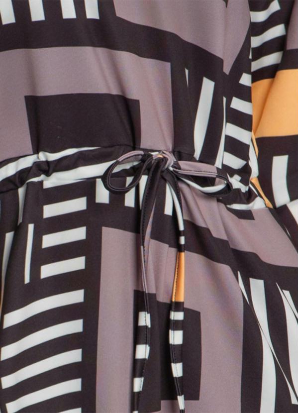 bonprix - Vestido Manga Longa Abstrato Preto 1