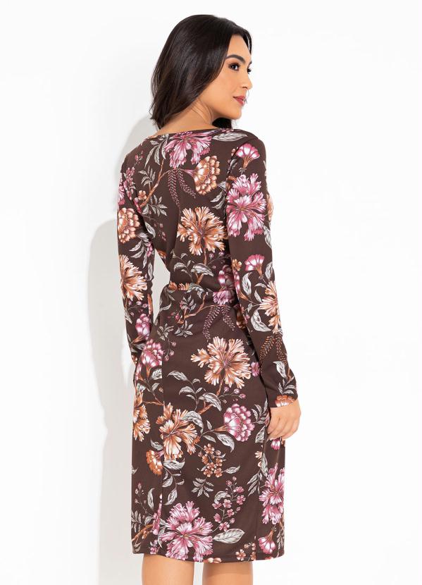 Rosalie - Vestido Marrom Floral com Botão 2