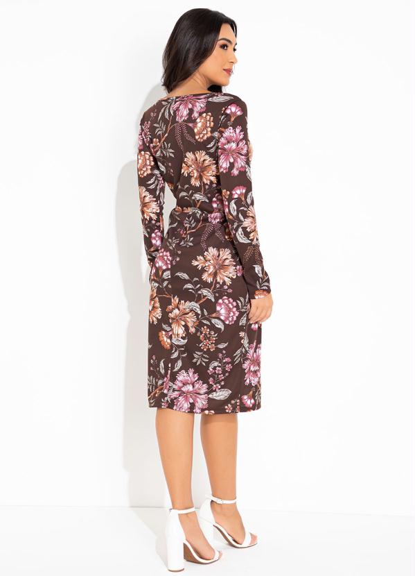 Rosalie - Vestido Marrom Floral com Botão 4