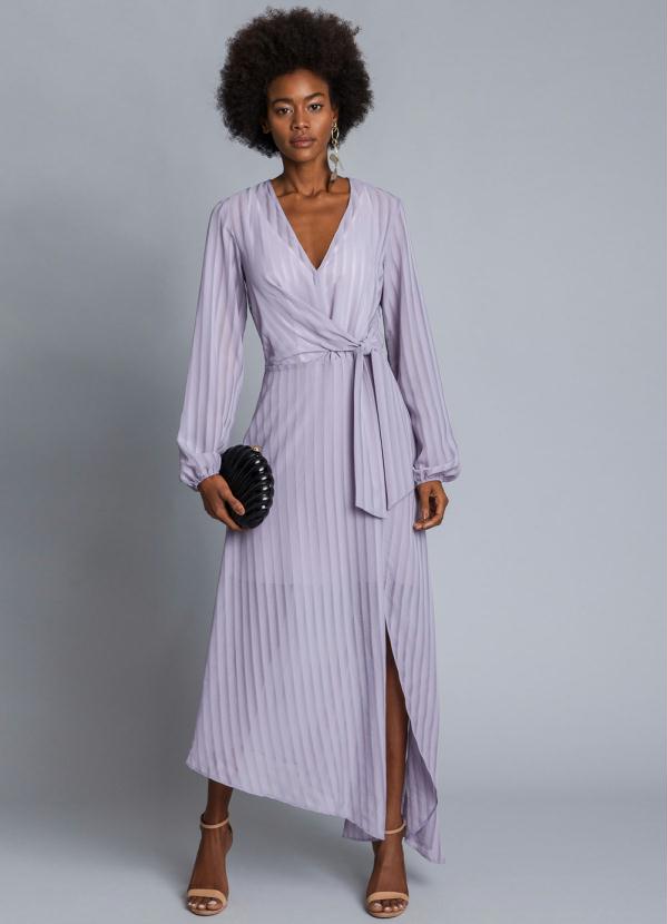 Lez a Lez - Vestido Mídi Assimétrico Lilas