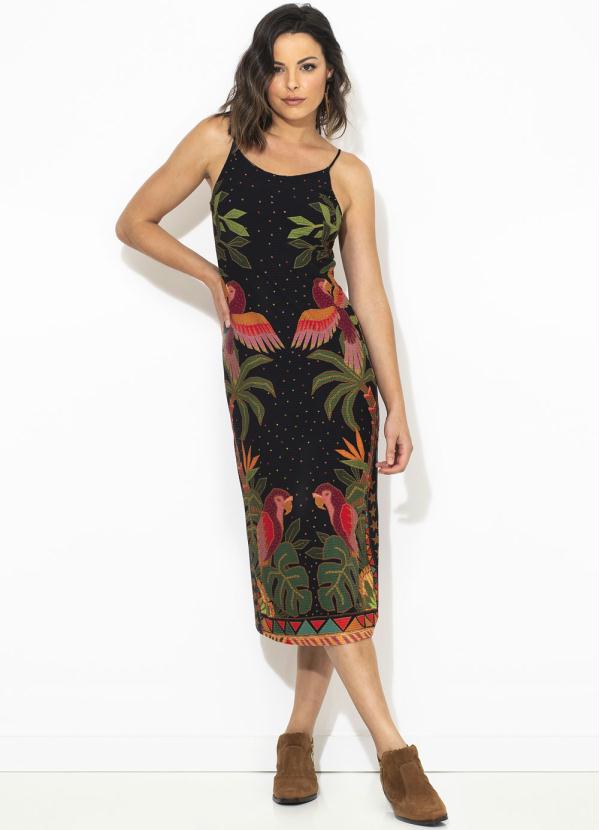 Farm - Vestido Midi Coluna Ararueiro Preto 3