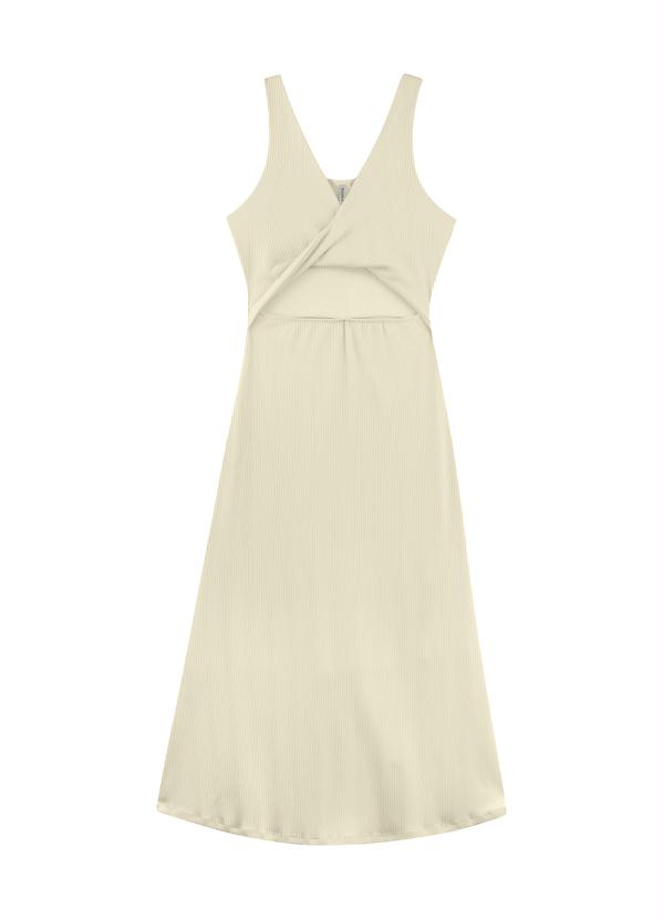 Marialícia - Vestido Midi com Torção Bege 3