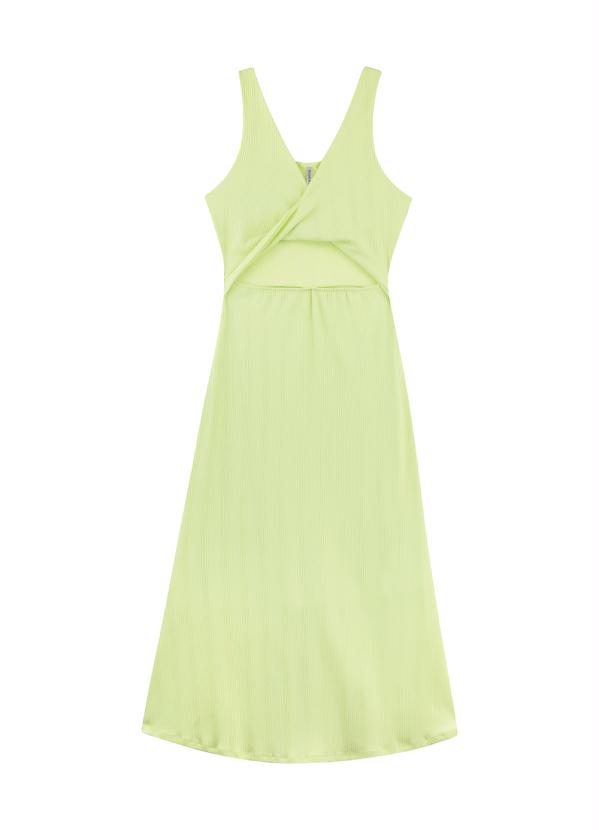 Marialícia - Vestido Midi com Torção Verde