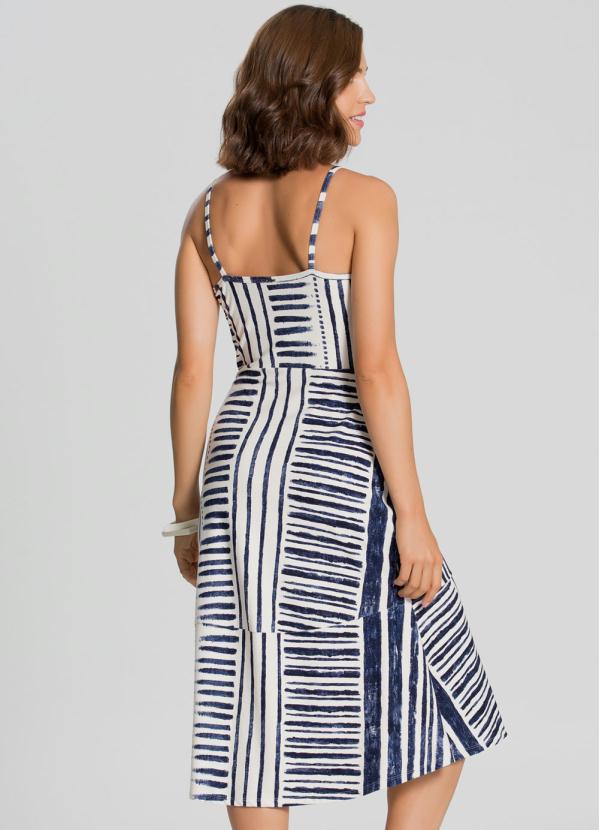 Lunender - Vestido Midi Crepe de Alça Azul 2