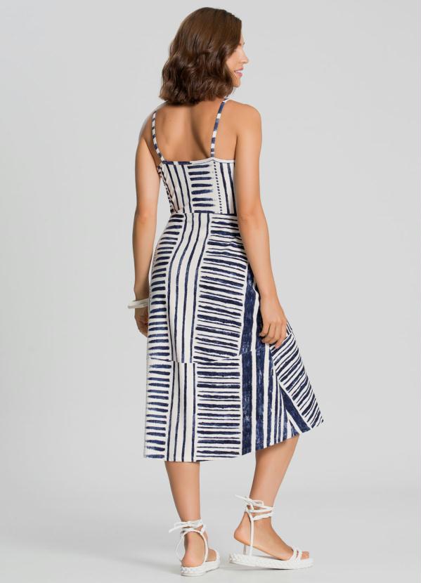 Lunender - Vestido Midi Crepe de Alça Azul 4