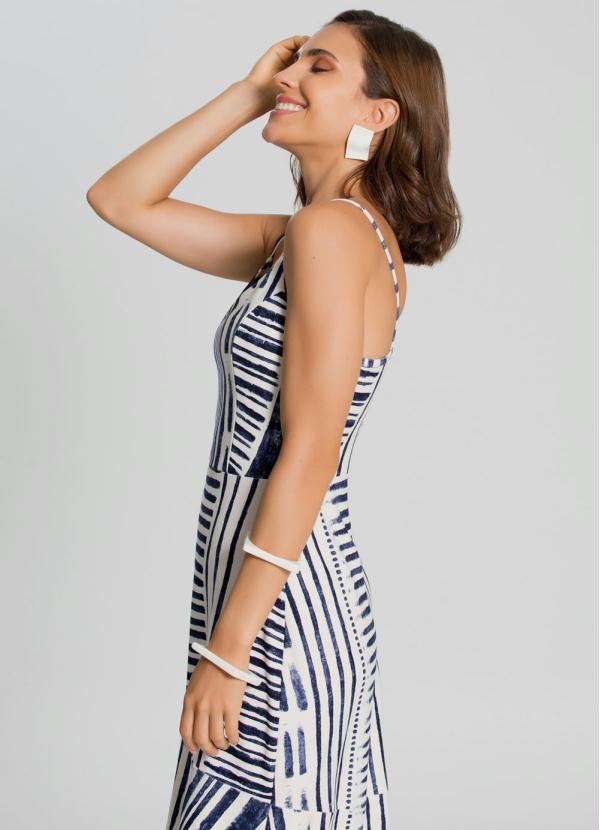 Lunender - Vestido Midi Crepe de Alça Azul 5