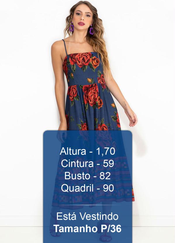 Farm - Vestido Midi de Linho Ponto de Flor Azul 5