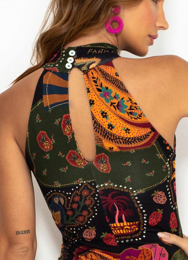 Farm - Vestido Midi de Malha Beleza Mix Preto 3