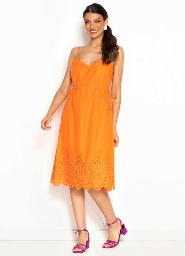 Hering - Vestido Midi de Tricoline Laranja 3